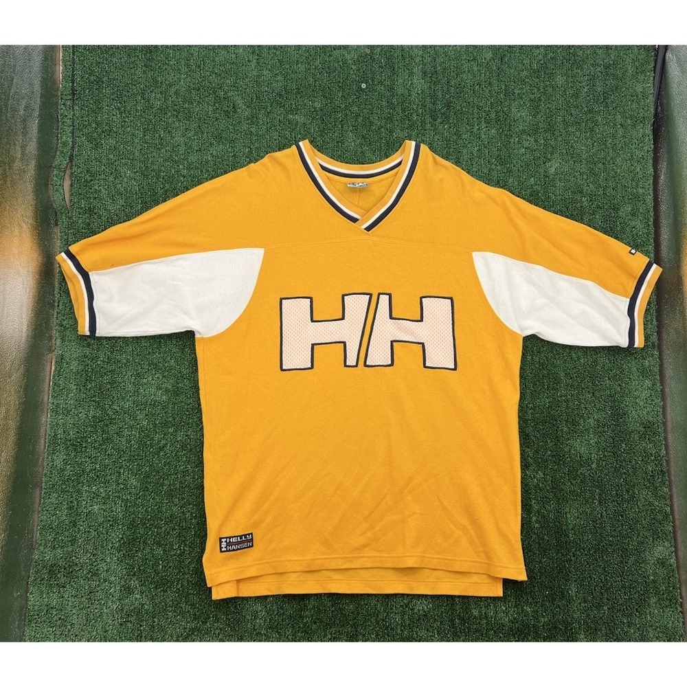 Vintage Helly Hansen Double H Big Logo T-shirt XL Yellow